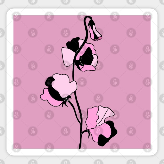 Dusty Rose Sweet Pea Flower Sticker by bloomingviolets